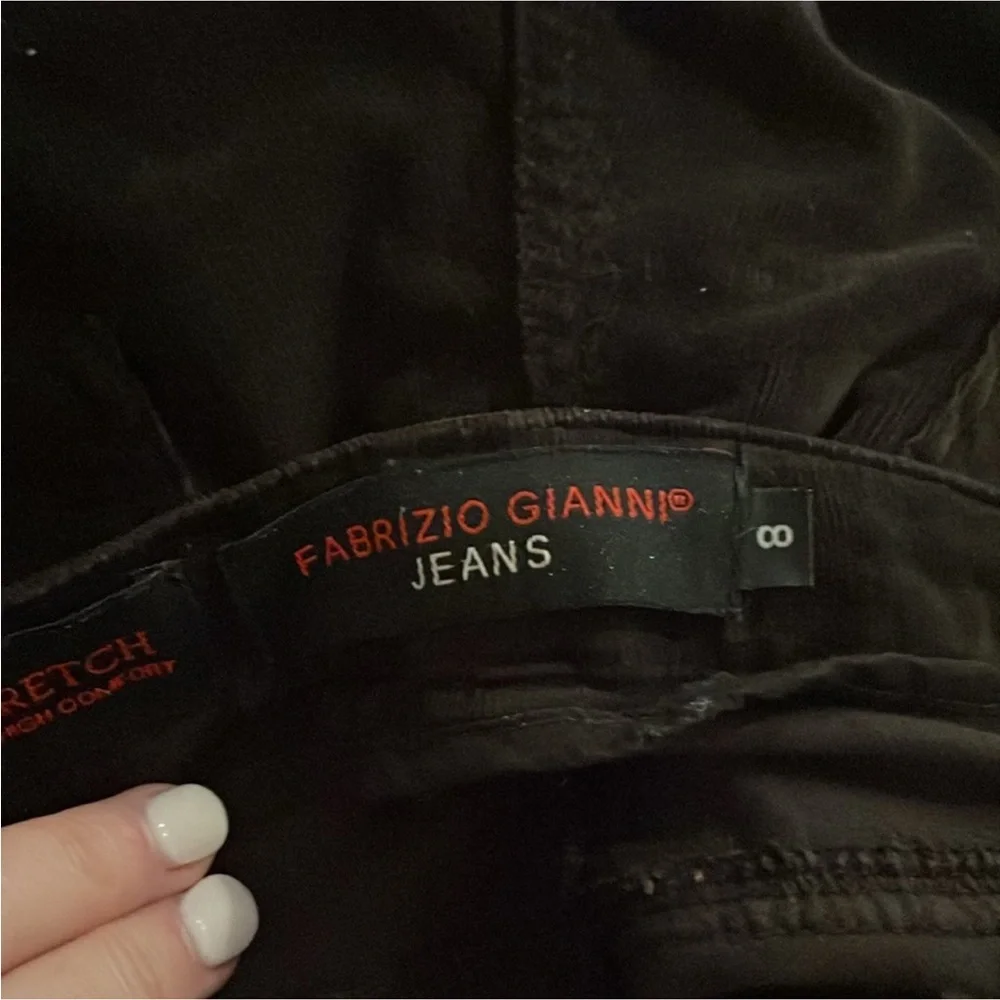 Fabrizio Gianni Jean Slim Fit Stretch Fine wale Corduroy Jeans sz 8 deep brown